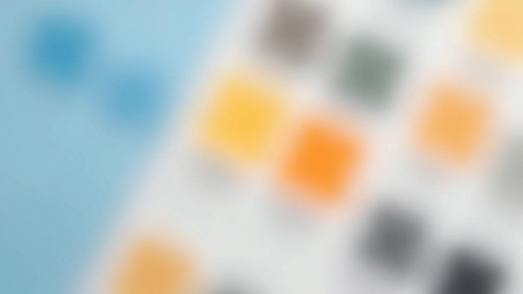 Paleta completa de cores de um projeto de design digital mostrando azul principal, laranja complementar e neutros com aplicação em elementos de interface