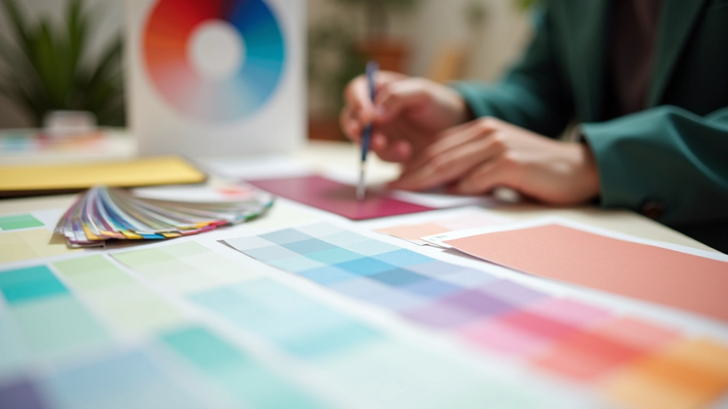 Ferramentas profissionais de teoria das cores e paletas cromáticas organizadas