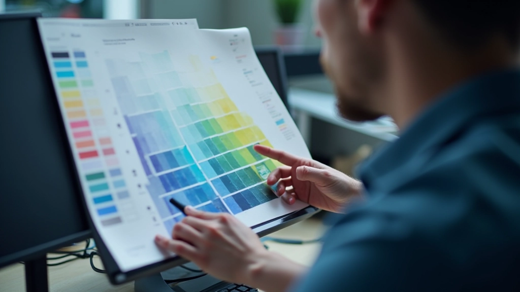 Análise de paleta cromática em ecrã digital