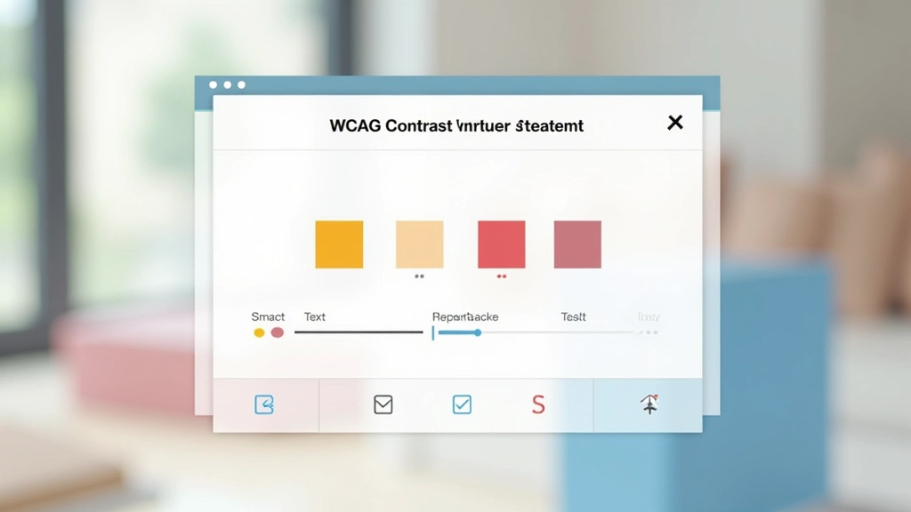 Teste de contraste WCAG mostrando texto em diferentes combinações de cores com taxas de aprovação em percentual